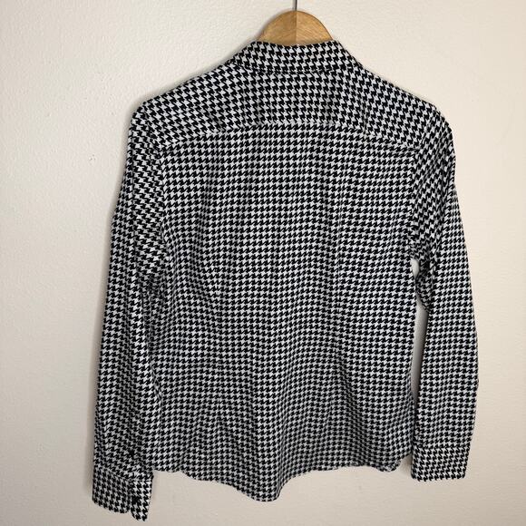 Lauren Ralph Lauren Black White Houndstooth Button-Down Non-Iron Shirt Large - Picture 5 of 9